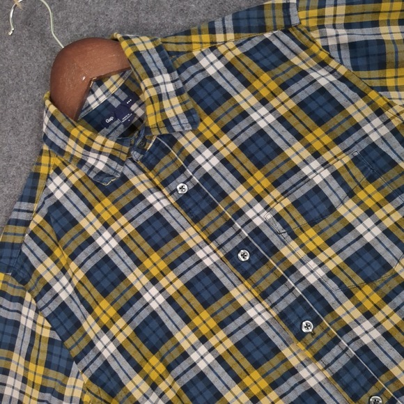 GAP Other - Gap Mens Plaid Flannel Button Down Shirt Blue Yellow White Small Long Sleeve